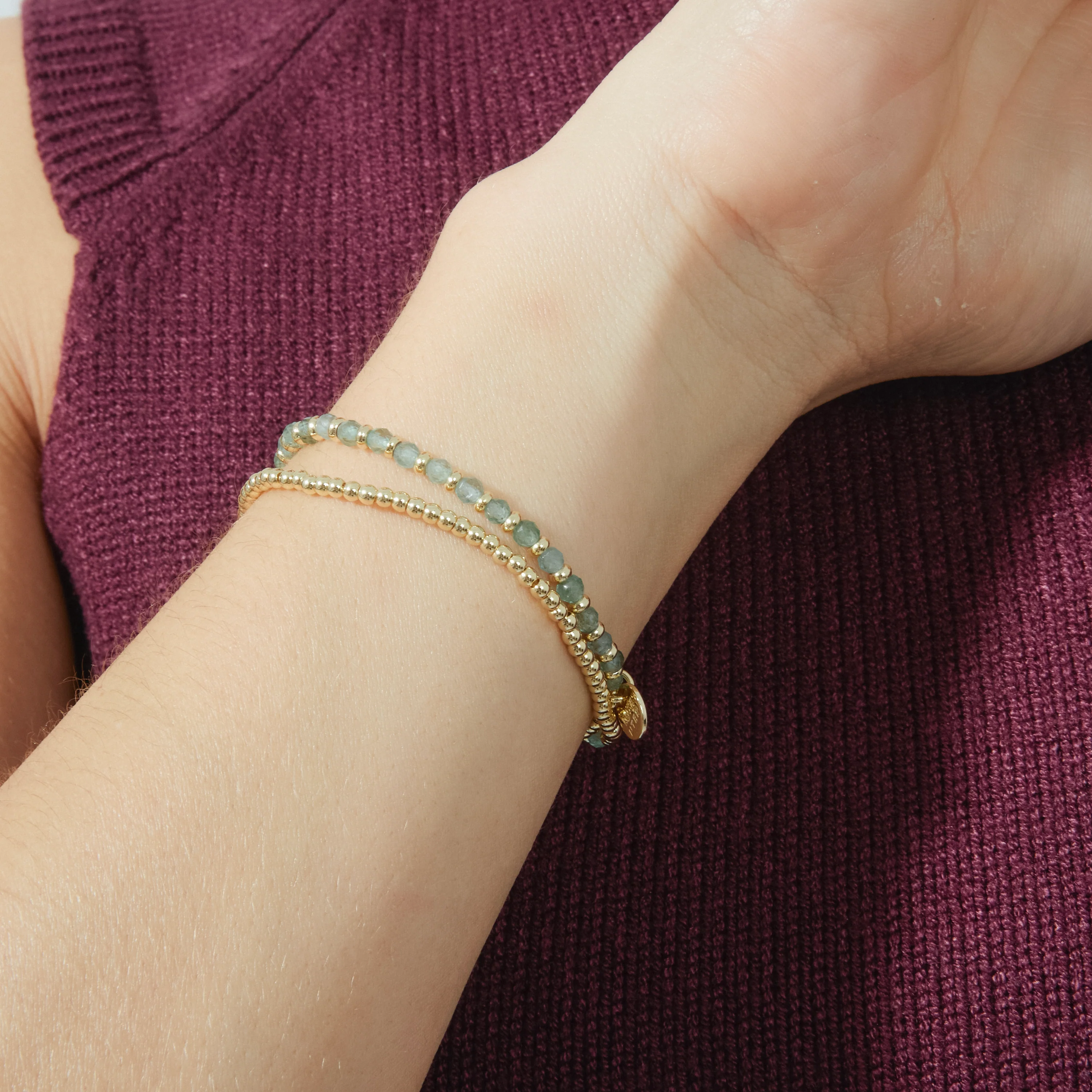 Pulsera de Cristal Azul acabada en oro amarillo 18K - Zira - Image 4