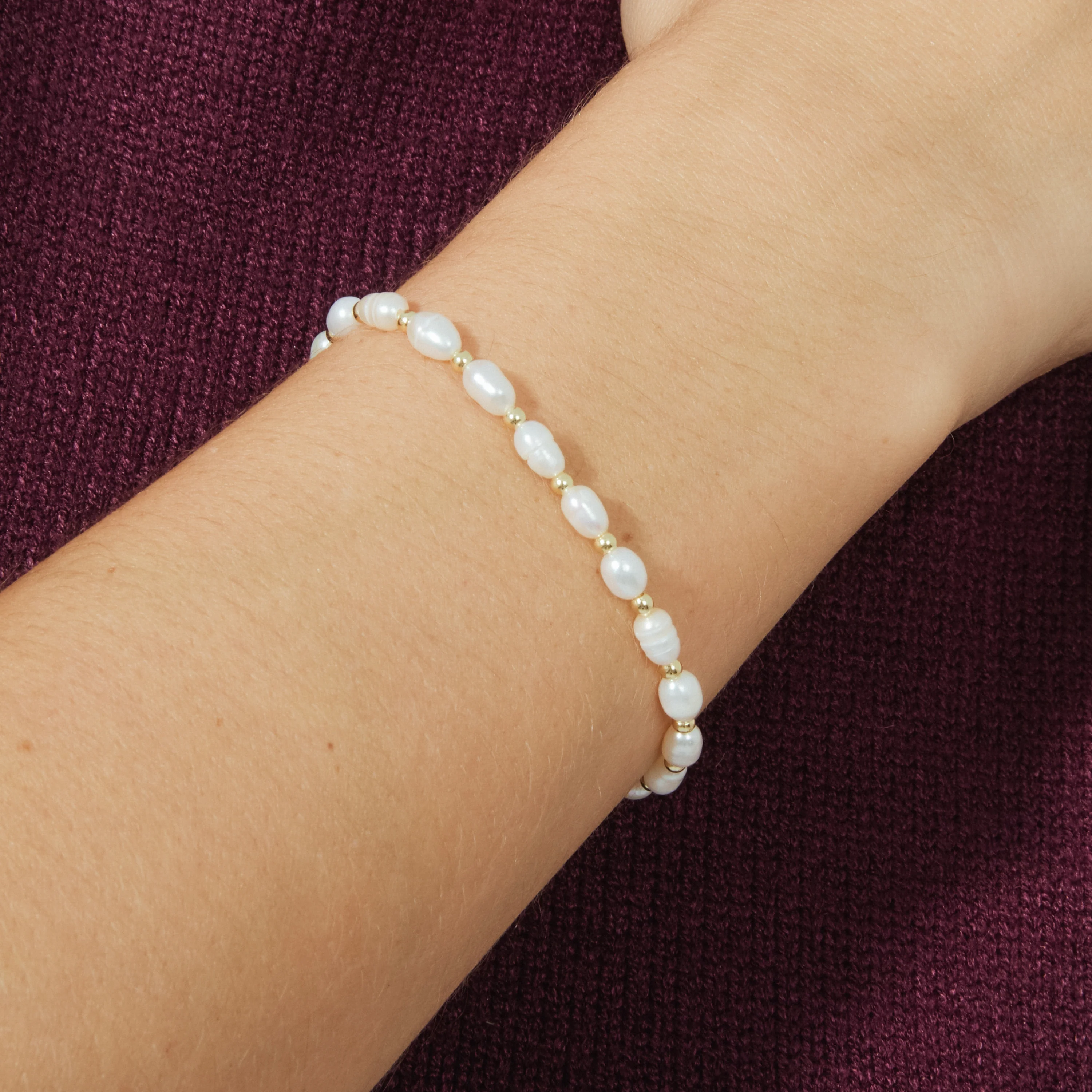 Pulsera de Plata de Ley 925 con Perla Blanca acabada en oro amarillo 18K - Zul - Image 3