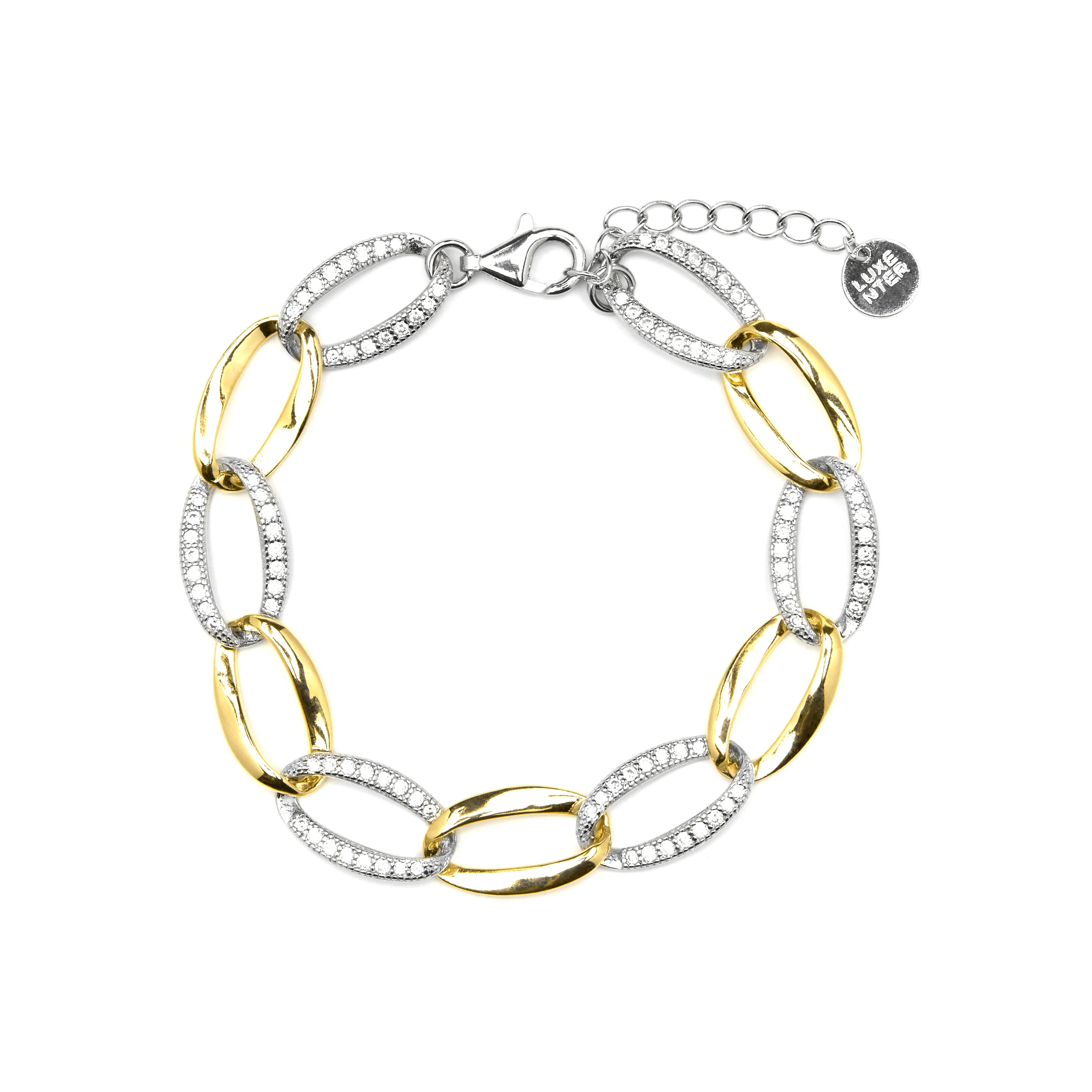 Pulsera de Plata de Ley 925 y Circonita Brillante acabado oro amarillo de 18k - Aborg - Image 3