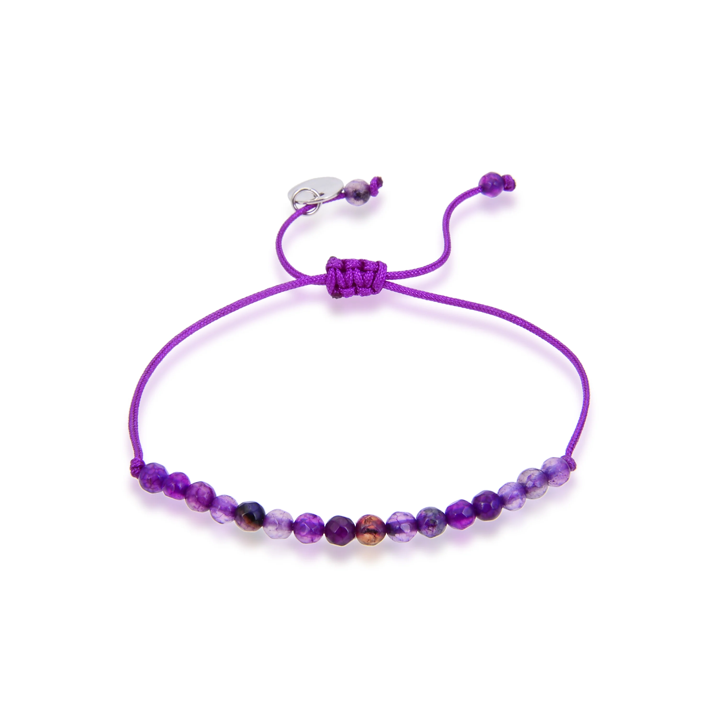 Pulsera de Plata de Ley 925 con Jade Morado acabada en rodio - Aquisa