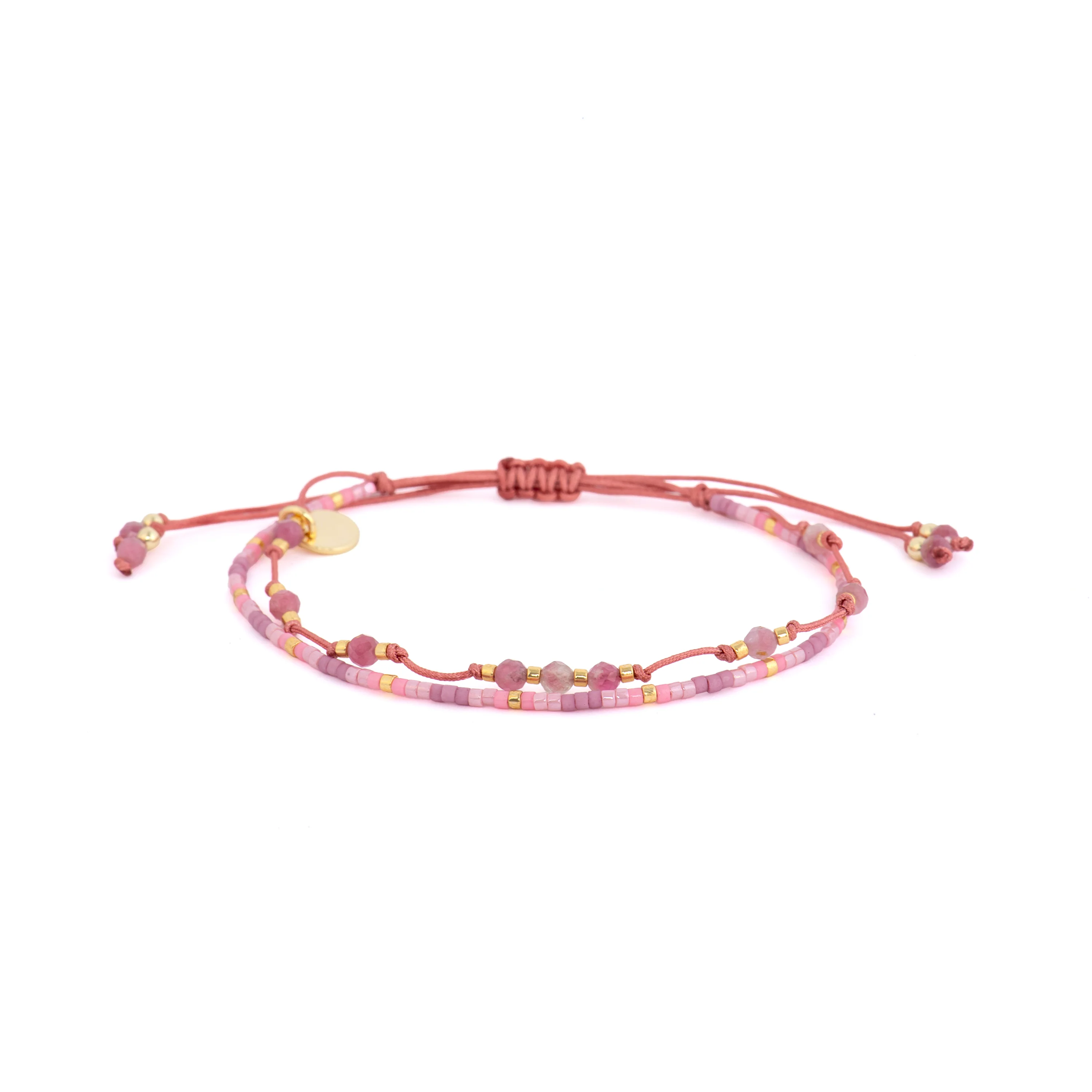 Pulsera acabado oro amarillo de 18k y Turmalina Rosa - Shyo