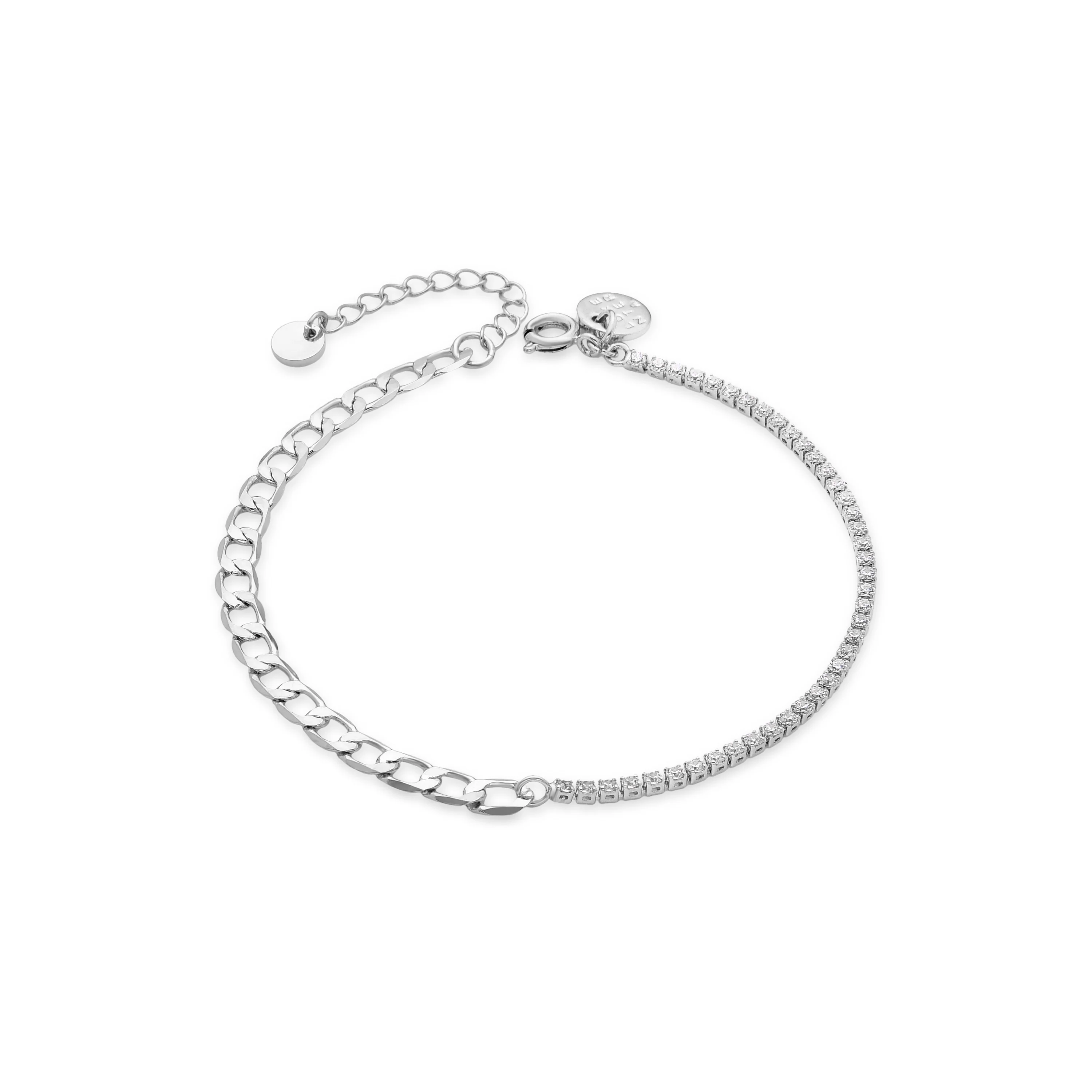 Pulsera de Circonita Brillante acabada en rodio - Nirik